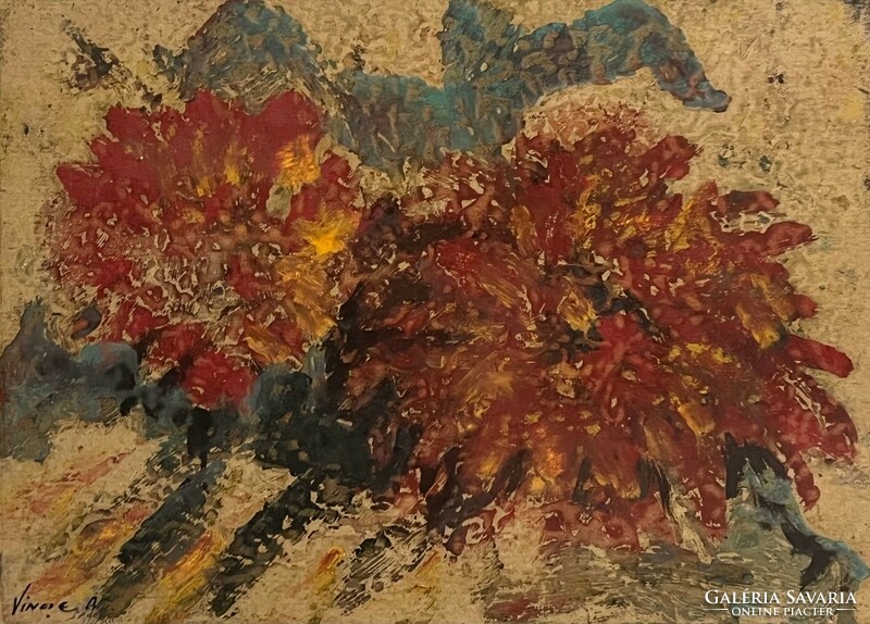 András Vincze (1914-1987) asters /acrylic/ (invoice provided)