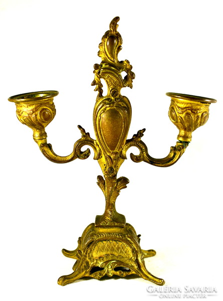 Antique fire enamel inlay xix. Century bronze candle holder