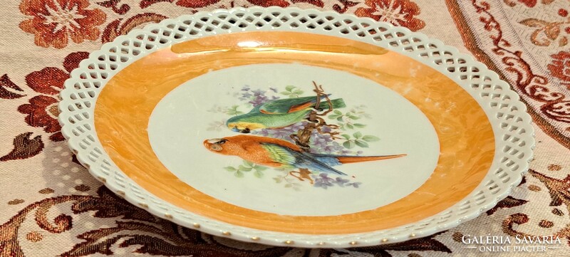 Antique parrot bird porcelain decorative plate (l4013)