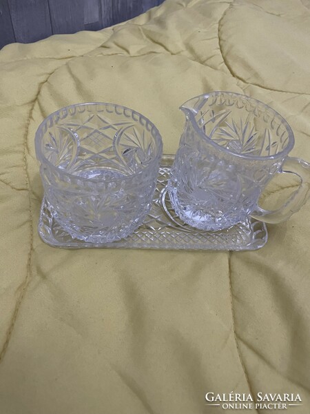 Czech crystal pouring/sugar holder/tray