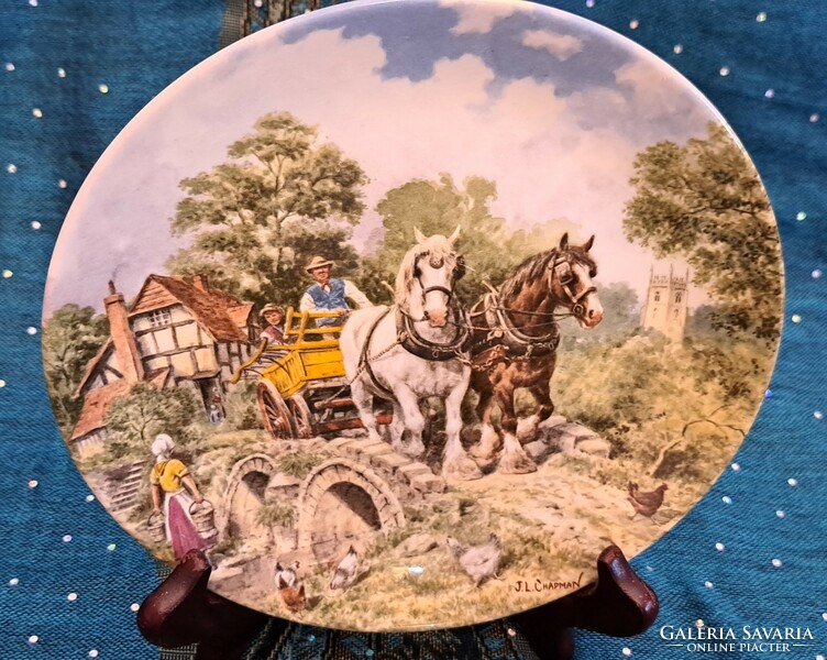 English plate with equestrian, country scene, decorative porcelain plate 2 (l4154)