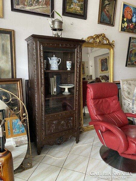Small antique French baroque carved bookcase