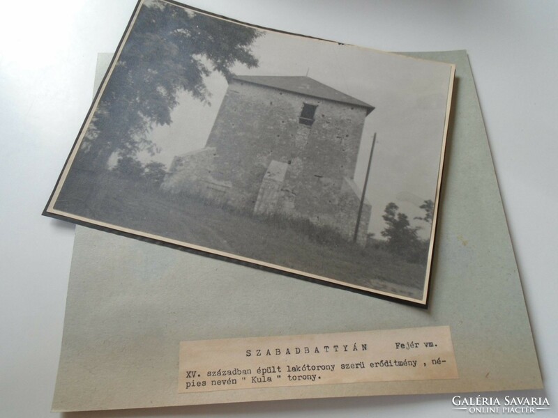 D198406 SZABADBATTYÁN Fejér vm. Kula torony, régi nagyméretű fotó 1940-50's évek  kartonra kasírozva