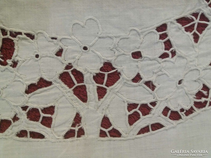 Old, madeira embroidered, angelic tablecloth, 67x64