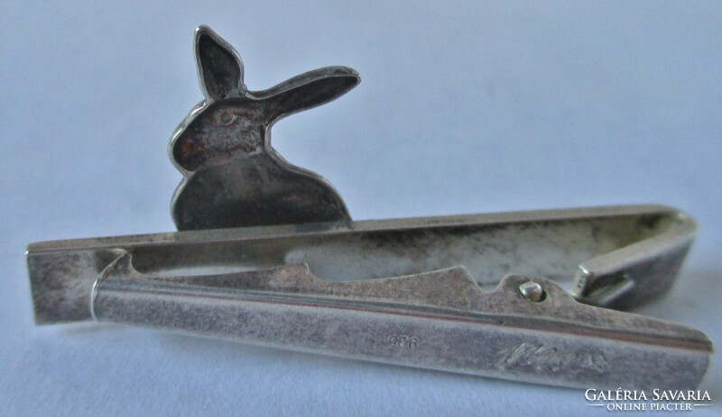 Rare old rabbit silver men's tie clip