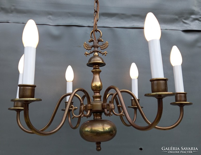 Flemish copper chandelier with 6 arms