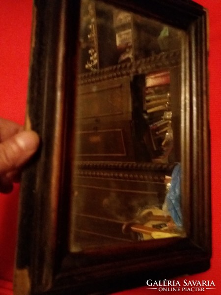 Antik parasztházas fali borotválkozó tükör 30 x 20 cm a képek szerint