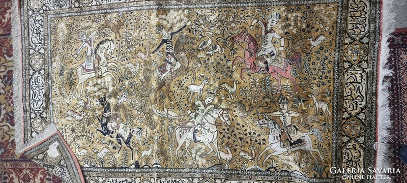 Hand-knotted silk Persian rug