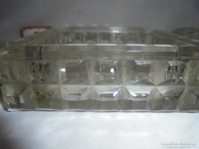 Old thick, heavy glass ashtray, ashtray - two pieces together