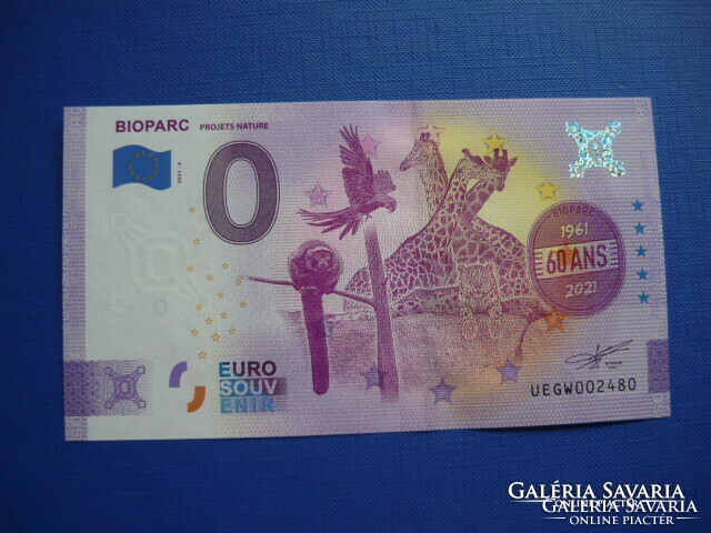 France 0 euro 2021 bioparc monkey leopard giraffe! Rare commemorative paper money! Ouch!