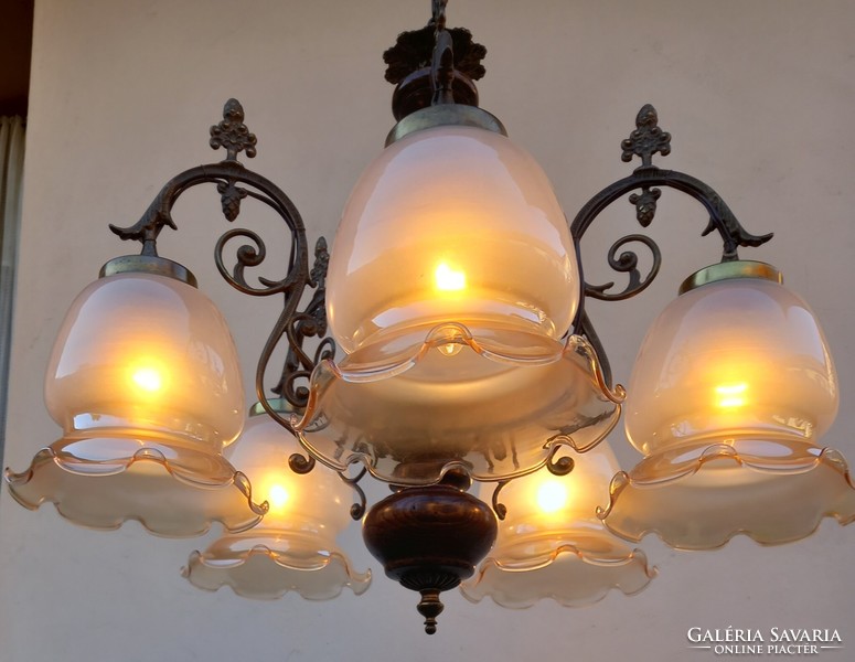 Decorative copper chandelier with 5 holes