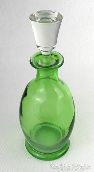 1O436 Régi zöld art deco dugós üveg 24 cm