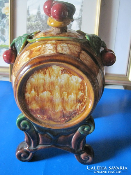 A wonderful Austrian still-glazed drink barrel! 2.