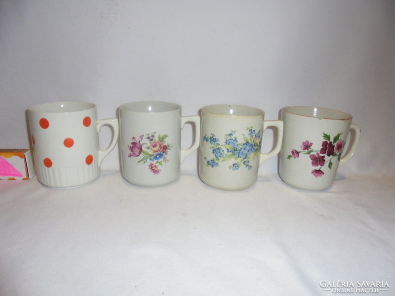 Four old Zsolnay mugs and cups - together - damaged