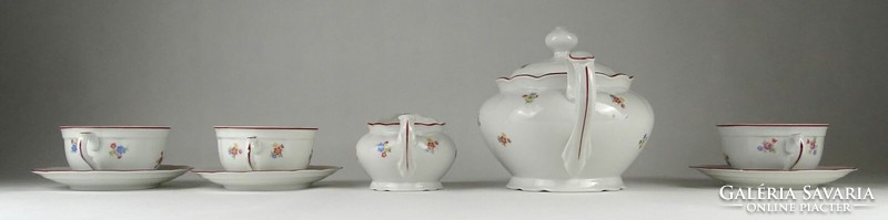 1O404 Régi virágmintás Meisseni porcelán teáskészlet