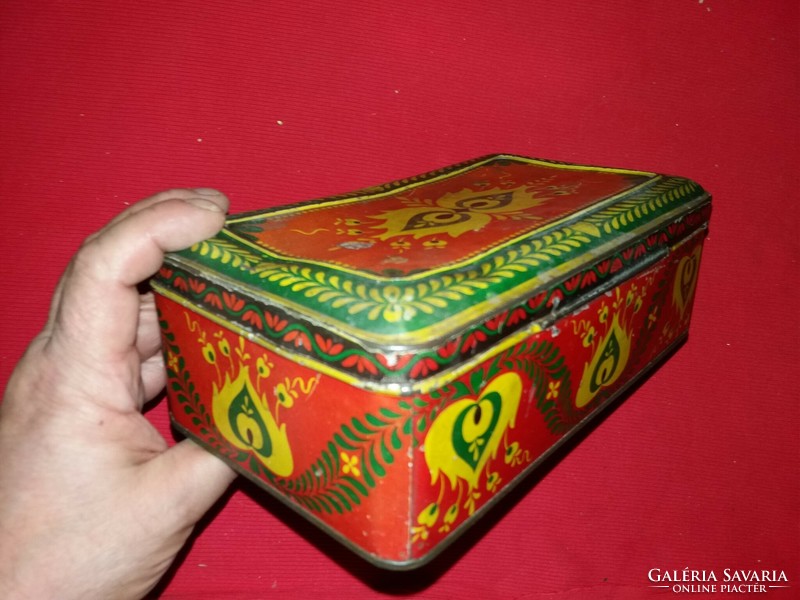 Antique franck henrik és fiai rt painted filter pattern sheet metal coffee box as shown in the pictures