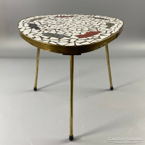 Retro mosaic side table on copper legs