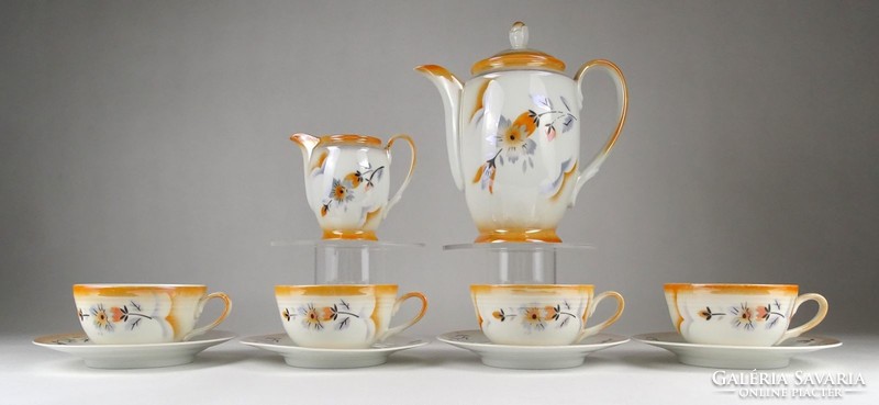 1O402 old iridescent orange porcelain tea set