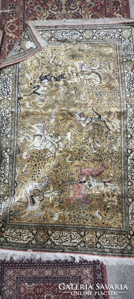 Hand-knotted silk Persian rug