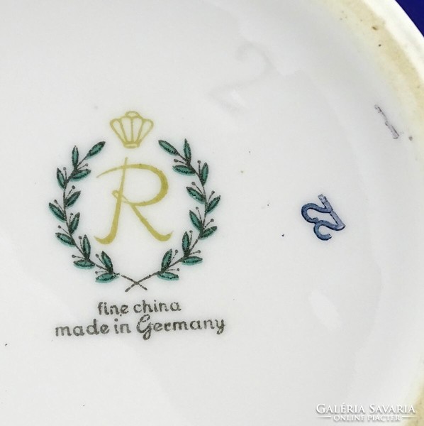 1O429 old gilded blue Reichenbach porcelain vase 23 cm
