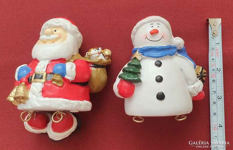 2 Christmas ceramic Santa Claus snowman decoration accessories