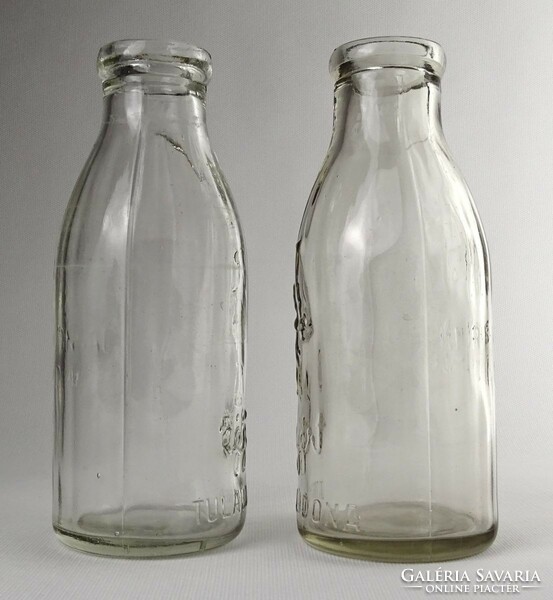 1O433 Régi TEJÉRT feliratos tejes üveg palack pár 21 cm 1958