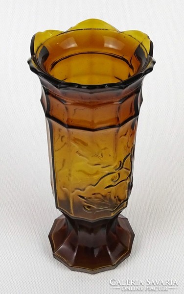 1O425 Régi magyal díszes üveg váza 20.5 cm