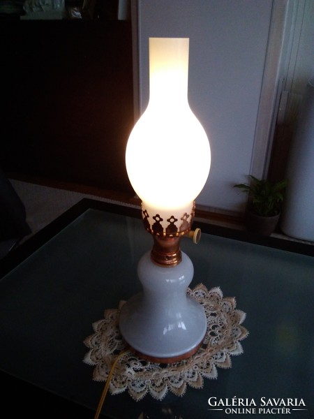 Retro elektromos asztali lámpa kétrétegű tejüvegből, szabályozható fényerő beállítással!