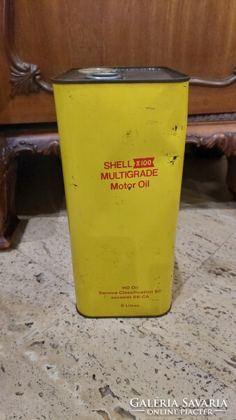 Shell x-100 multigrade motor oil, old metal 5l oil can