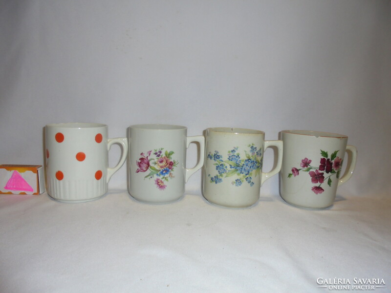 Four old Zsolnay mugs and cups - together - damaged