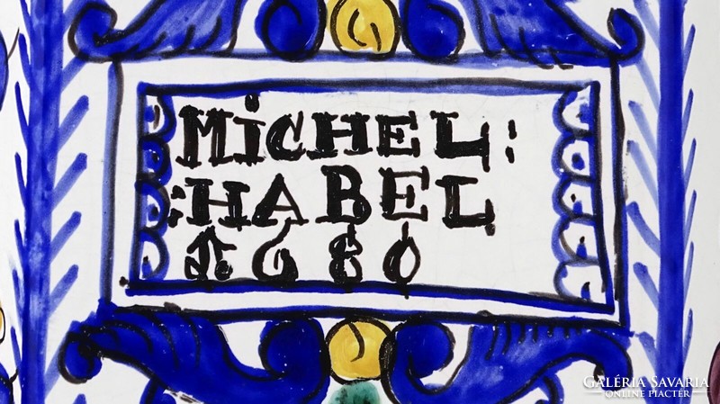 1O448 Michel Habel : Hatszögletű poszthabán kerámia fűszertartó edény 26.5 cm