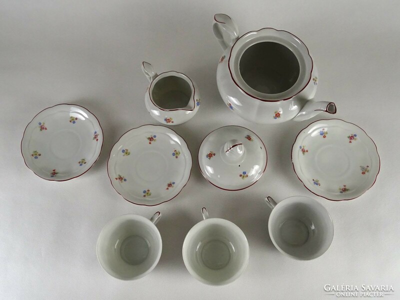 1O404 old Meissen porcelain tea set with flower pattern