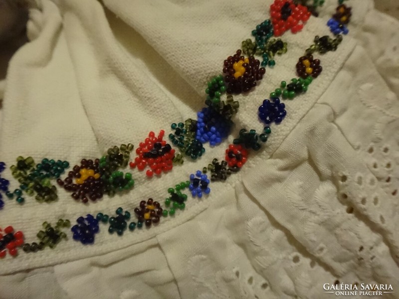 Stunning women's beaded embroidered linen peasant folk costume