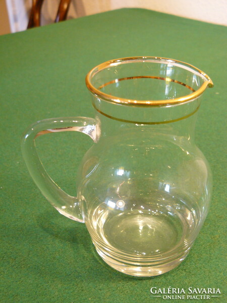 Glass milk jug with golden rim