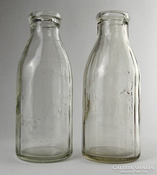 1O433 Régi TEJÉRT feliratos tejes üveg palack pár 21 cm 1958