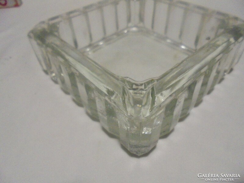 Old thick, heavy glass ashtray, ashtray - two pieces together