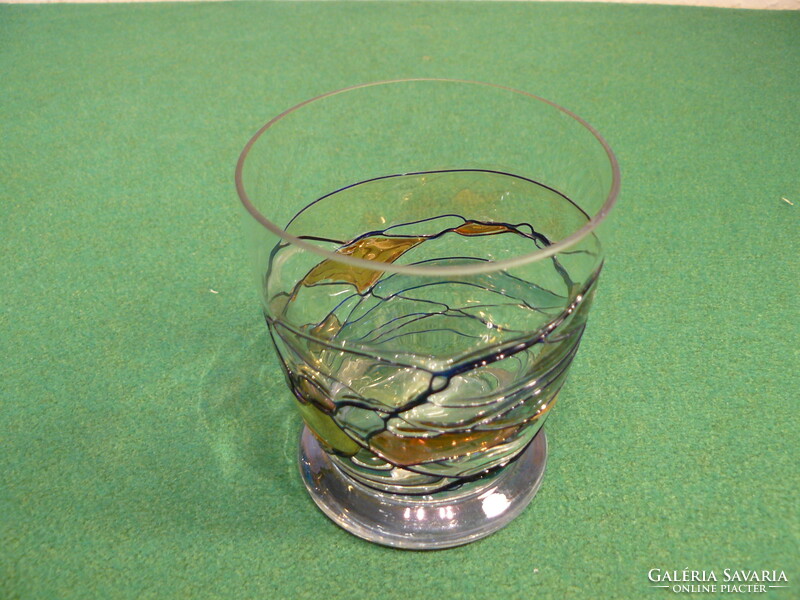 Glass cup with colorful glass thread decoration