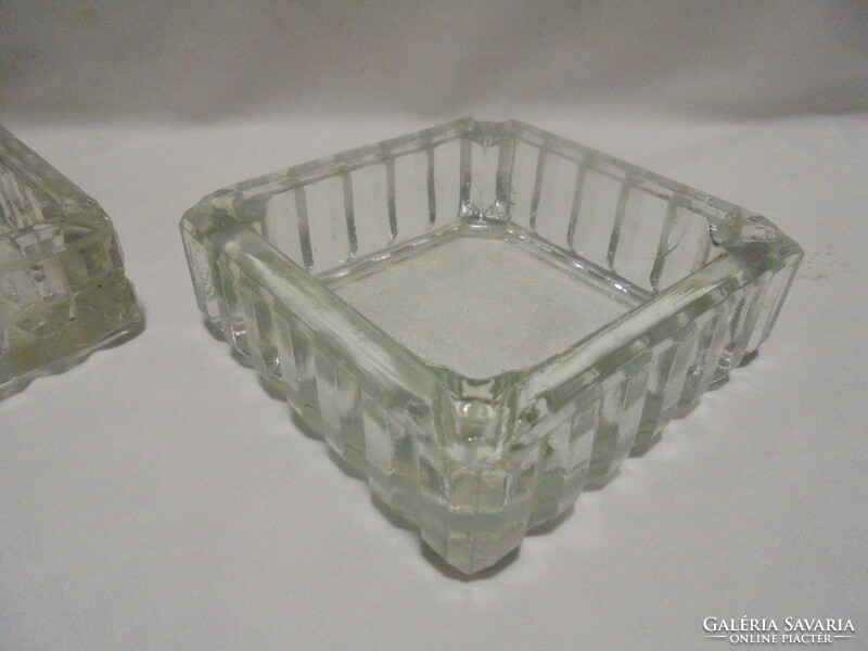 Old thick, heavy glass ashtray, ashtray - two pieces together