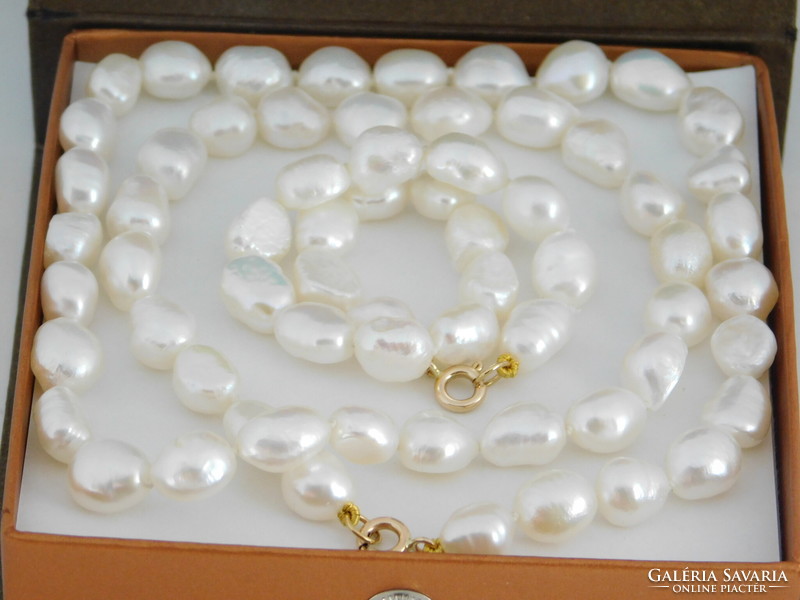 14K gold pearl necklace and bracelet set with 8.5-10mm pearls