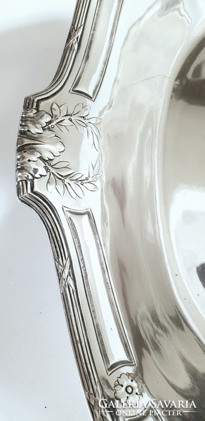 Szecessziós ezüstözött, Christofle kínáló, asztalközép