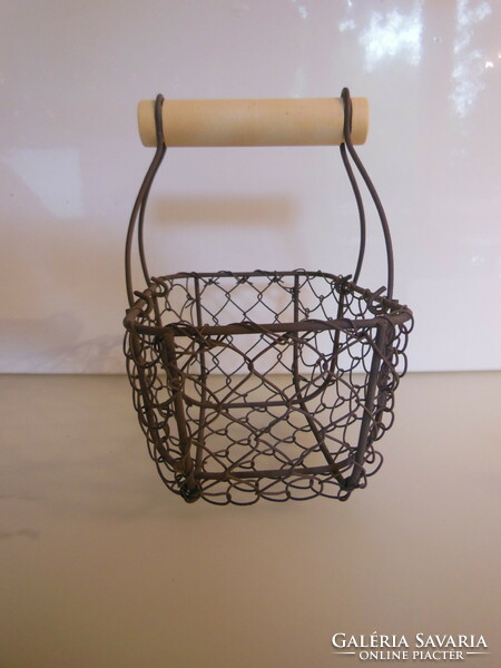 Basket - new - Italian - metal - wood - 16 x 15 x 10 cm