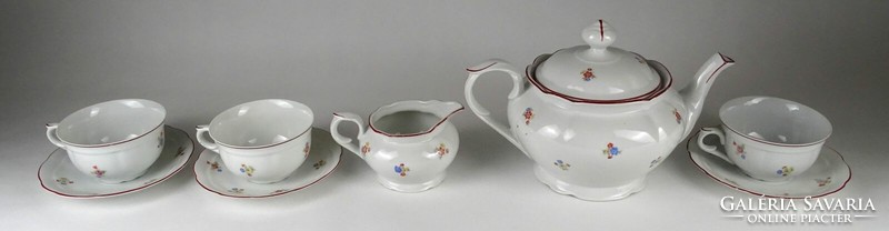 1O404 old Meissen porcelain tea set with flower pattern