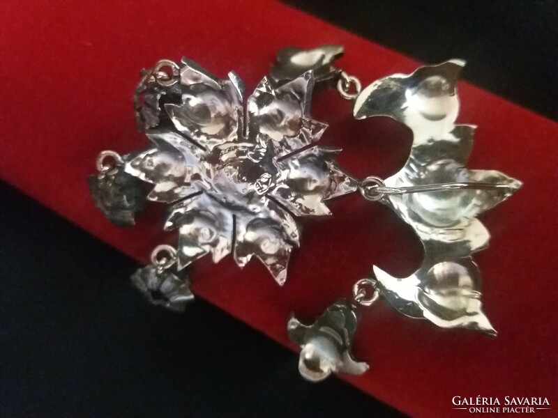 Antique pendant with rose-cut diamonds 14 kr. Gold-silver