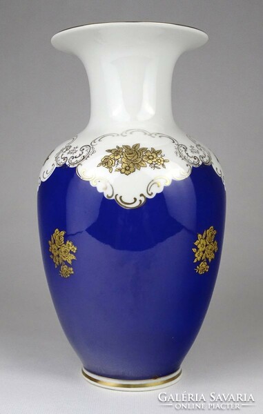 1O429 Régi aranyozott kék Reichenbach porcelán váza 23 cm