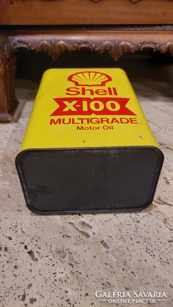 SHELL X-100 MULTIGRADE Motor Oil, régi 5L olajos fém kanna