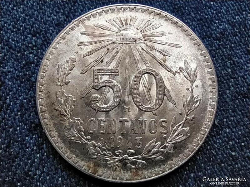 Mexikó Mexikói Egyesült Államok (1905-) .720 ezüst 50 centavó 1943 Mo (id63697)