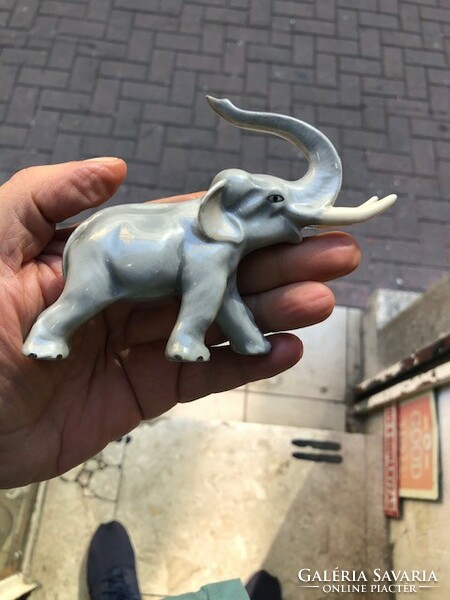 Herend, elephant with raised trunk 8.5 cm porcelain figurine