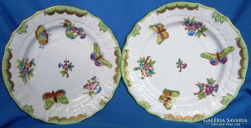 Herendi Viktória mintás  6 sz. süteményes porcelán készlet, jelzett a masszában  is, 15.8, 28 cm.