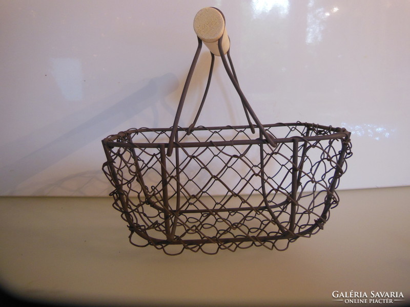 Basket - new - Italian - metal - wood - 16 x 15 x 10 cm