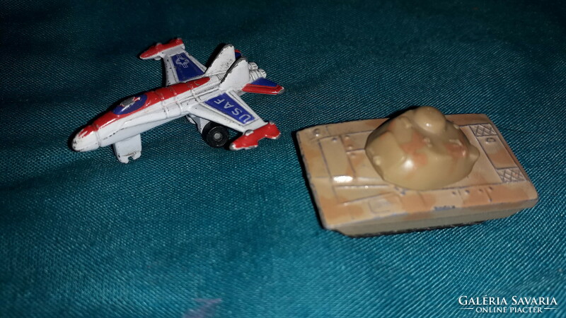 Retro galoob - hasbro micro machines toy vehicles f-14 plane + t55 tank 2 in one according to the pictures